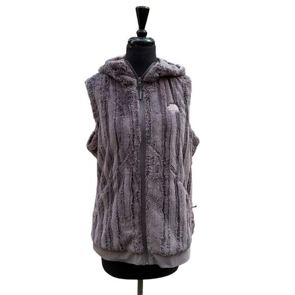 The North Face Furlander Faux Fur Hooded Vest Gray L NWOT - Picture 1 of 11